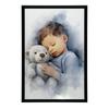 Chłopiec Z Misiem Przytulasem Chłopiec Z Misiem Przytulasem, 70X100 Cm, Rama Aluminiowa Czarna, Papier Matowy 230 Gsm
