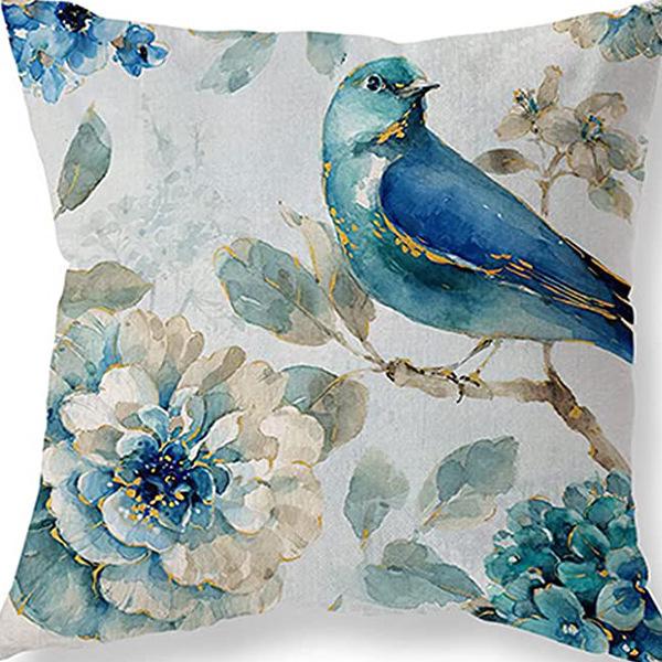 Retro American Plant Floral Print Linen Pillow Case Living Room Sofa Car Pillow Cushion