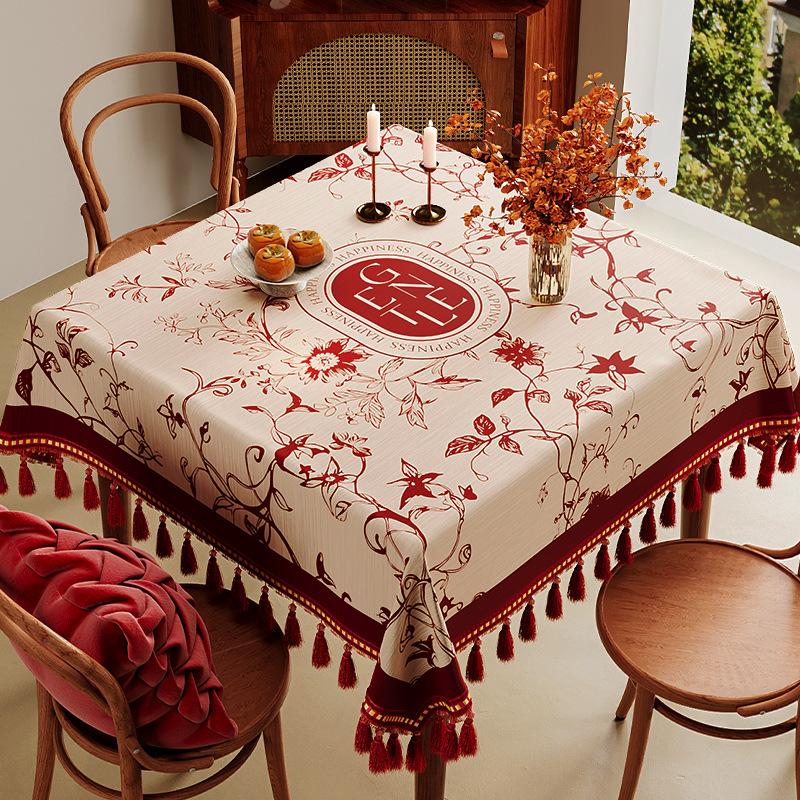 Красный квадратный обеденный стол Стол Восьми Бессмертных Скатерть для стола для маджонга 120*120cm [including tassel size]