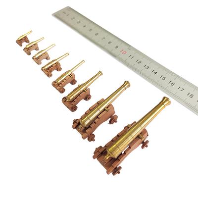 Pear Wood Deck Cannon Ship Model Aaccessories Cnc Brass Cannon + Pear Wooden Carriage 1 Set