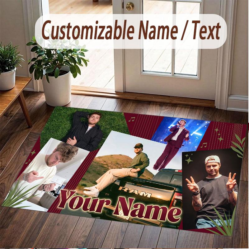 Custom Name Crystal Velvet Rug,Alex Warren Comfortable Anti Slip Floor Mat For Room Decoration