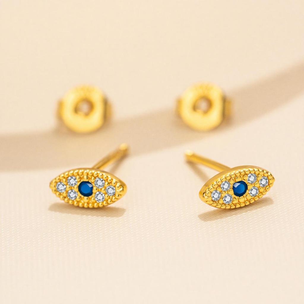 Micro-Paved Teufelsauge Diamant-Steckohrringe für Damen, Luxuriöses Gefühl, Hypoallergen, Schraubverschluss.