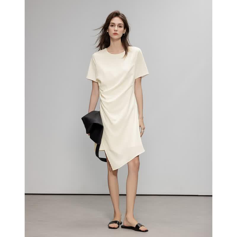 Demana Women s Round Neck Shirred Tulip Tea Dress XL