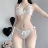 Women's Sexy Underwear Set 2-piece Exotic Set Sexy Lace Bra Bandage Panties + Stockings Erotic Transparent Bra Set