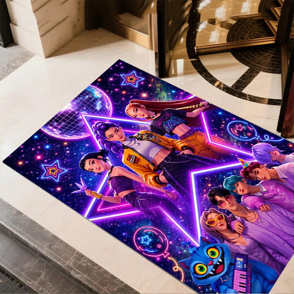 K-pop Fashion Fusion Floor Rug Office Rug Perfect for Dining Room Study room Balcony Living Rooms Anti-slip Rug Anime Office Decor Best for Christmas