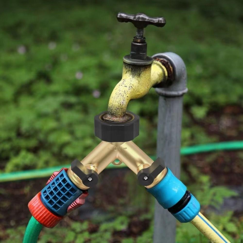 Solid Brass Garden Hose Splitter Brass Hose Connector Quick Connector  Outdoor Faucet