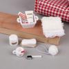 1/12 Dollhouse Mini Simulation Kt Cat Toiletries Cosmetics Kit Dollhouse Bathroom Decor Micro Scene Construction Props Kid Toy