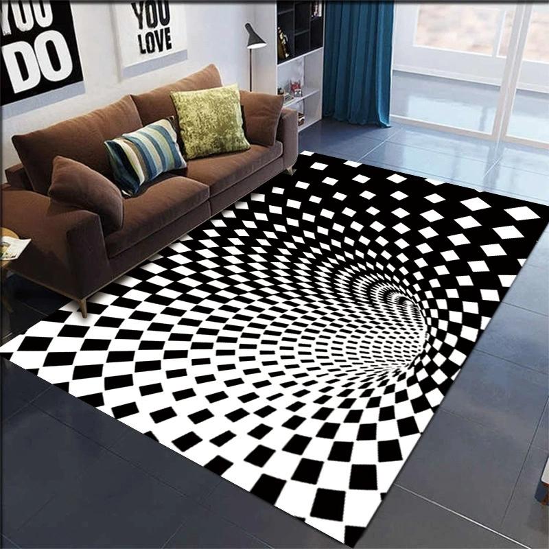 Living Room Carpet 3D Visual Vortex Personalized Fun Rug Living Room Bedroom Dining Room Non Slip Mat Home Decoration