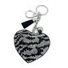Diamond Zebra Print Heart Keychain with Tassel - Metal Pendant Bag Charm