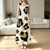 A-Line Sleeveless Maxi Dress,Loose Fit Lightweight Big Floral Design,Versatile Casual Dress for Daily,Outdoor,Vacation,Ideal for Spring Fall Layering