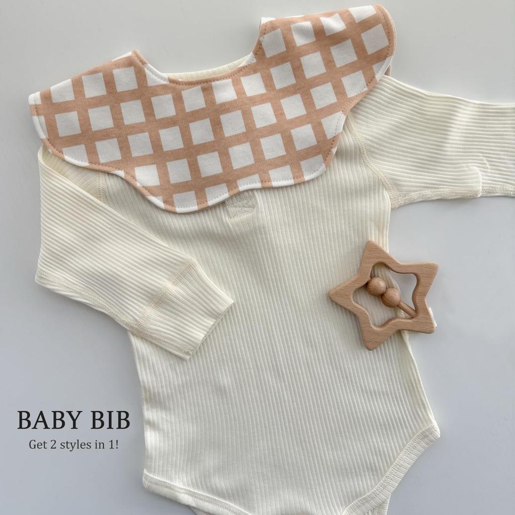 GoUseGo Baby Set of Smooth Cotton for Girls and Stylish Solid Flower Petal Newborn Baby Baby Shower Gift Bibs, 4, Reversible, Fabric, 360-Degree View,