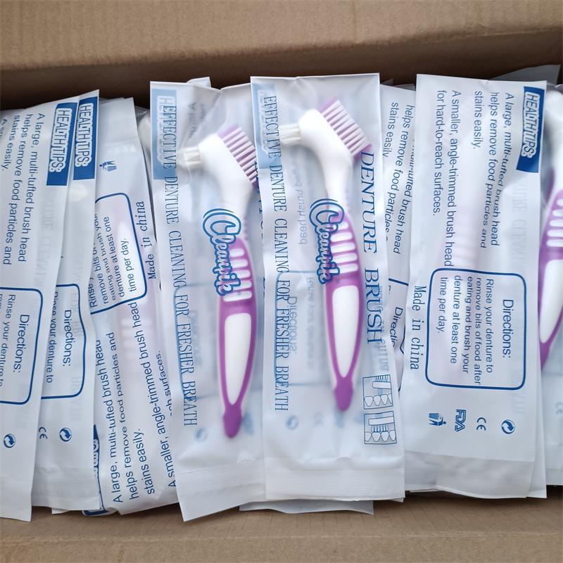 1Pcs Denture Brush Toothbrush Dual Delicate Heads Teeth Braces Oral Cleaning for Men or Women Deticated Brush Brighting Friendly