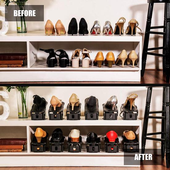 10Pcs Adjustable Double Layer Shelf Shoe Rack Holder Storage Organizer Stand