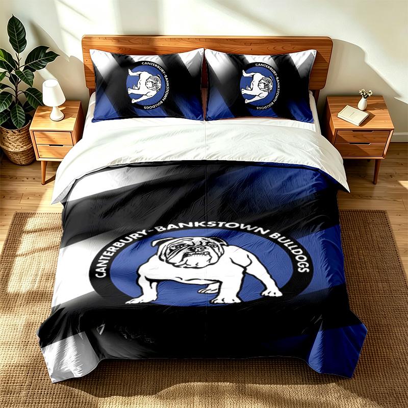 Canterbury Bankstown Bulldogs (1) 3pc Set Suitable for Master Bedrooms Soft and Comfortable an Ideal Gift for Family and Friends Includes One Duvet Co