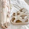 Fashion Female Sandal Comfort Shoes for Women Clogs with Heel Cross 2024 Summer Muffins Shoe Girls Beige New Velvet Thick Low Beach Fash