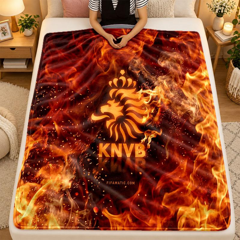 Flannel BlanketNetherlands Football Warm Soft Throw Blanket for Indoor Sofa Bed Living Room Use