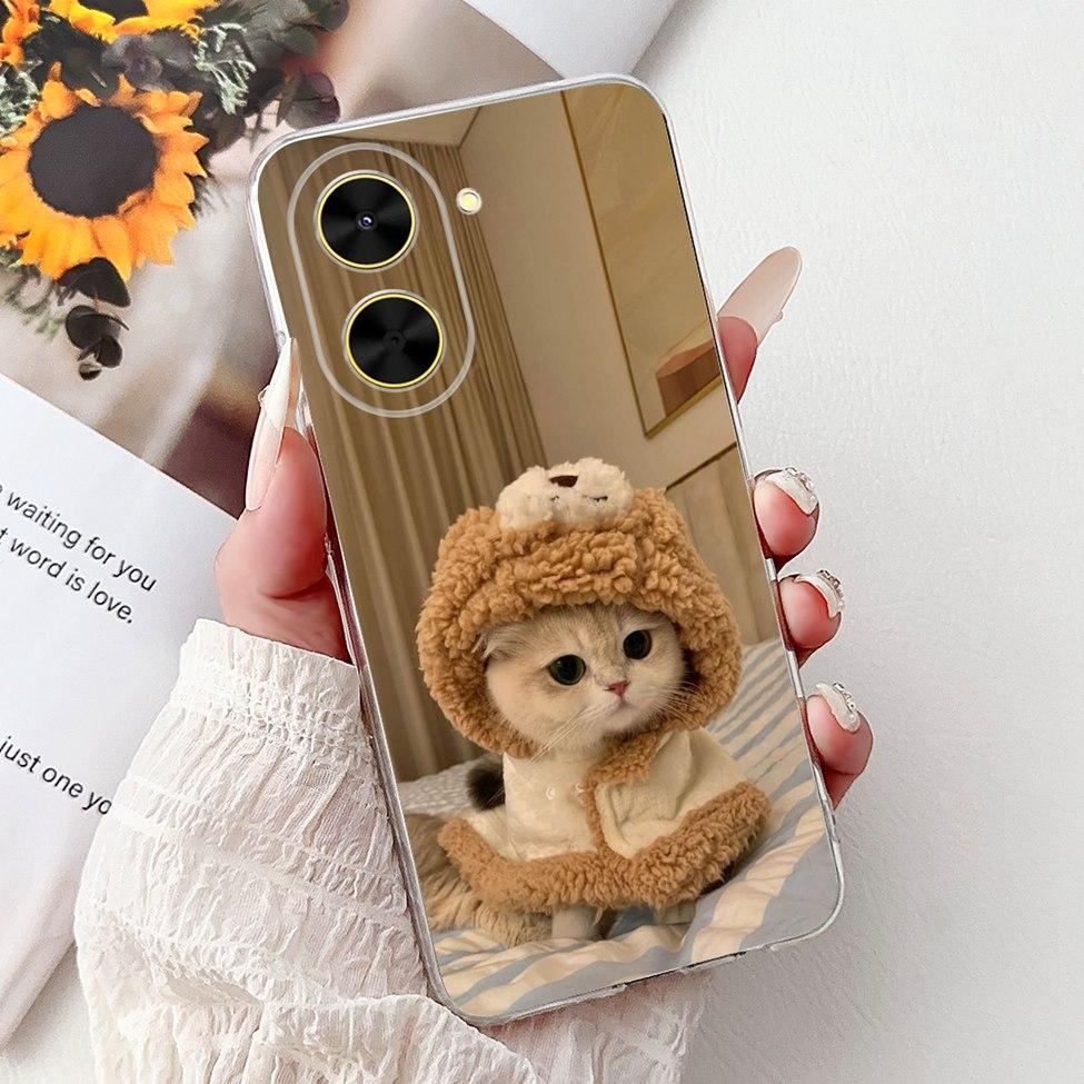 For Redmi A5 NFC 5G Case Cover Clear Luxury Kawaii Cute Cat Fashion Flowers Funny Painted Soft Phone Case For Redme A5 NFC 5G