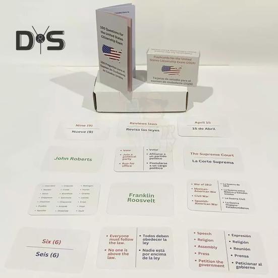 NOI. Carte Flash di Cittadinanza Guida allo Studio per la Naturalizzazione con 100 Domande e Risposte di Educazione Civica degli Stati Uniti Set di Studio Bilingue Inglese/Spagnolo per Educazione Civica degli Stati Uniti