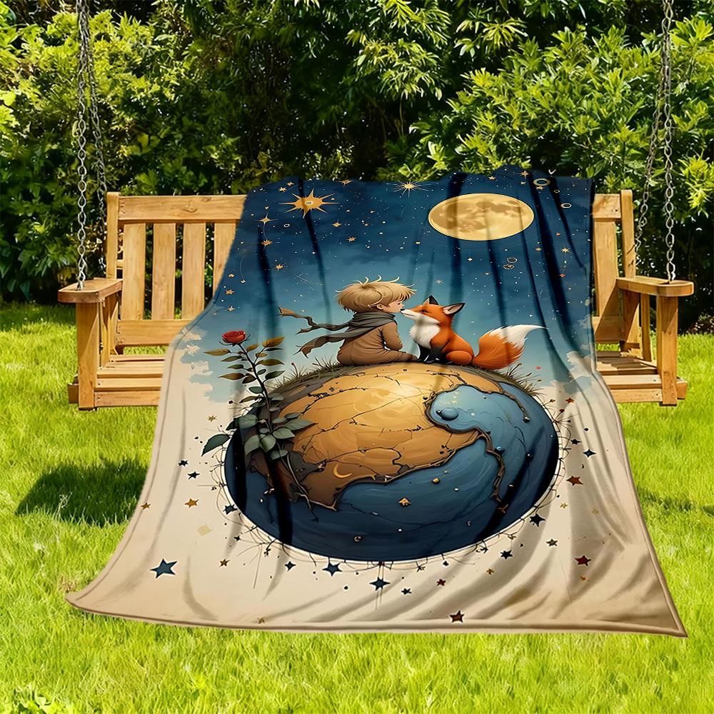 

1pc Le Petit Prince Outdoor Blanket Lightweight Flannel, All-Season Use for Sofa, Bed, Travel, Camping, Living Room, Office, Couch065 130x150cm