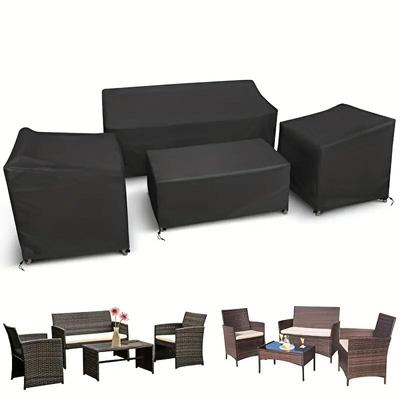 Patio Furniture Cover Set, Fits 4 Pieces Patio Outdoor Rattan, Wicker Chair Conversation Furniture Set 210D Durable Waterproof Fabric