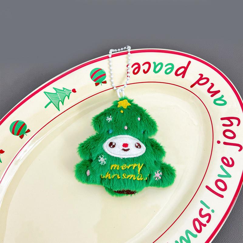 Plush Keychain Christmas Santa Claus Xmas Tree Deer Stuffed Doll Bag Decor Gift