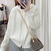 Autumn and Winter New Loose Fashion Solid Color Hooded Sweater Wearing Soft Waxy Knitted Cardigan Zipper Jacket