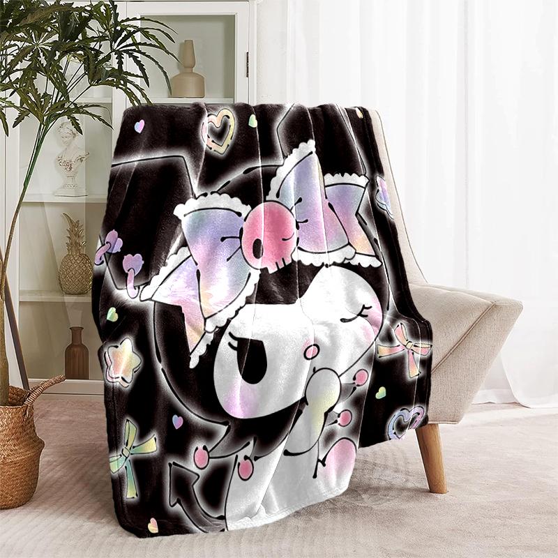 1pc Blanket Sanrio Kuromi2 Print Design, Lightweight Blanket for Sofa, Bed- Soft &Warm, Gift for All Seasons Like Christmas, Halloween