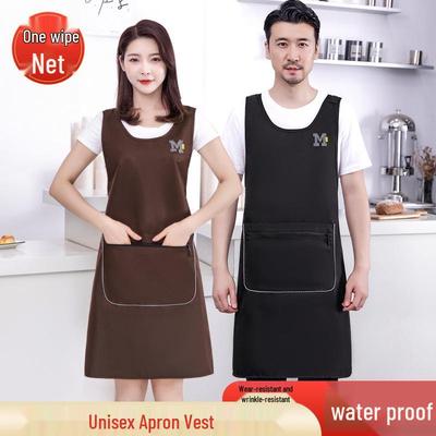 Waterproof Anti-wrinkle Kitchen Apron: Oil-proof, Durable Bib-style Workwear, Customizable