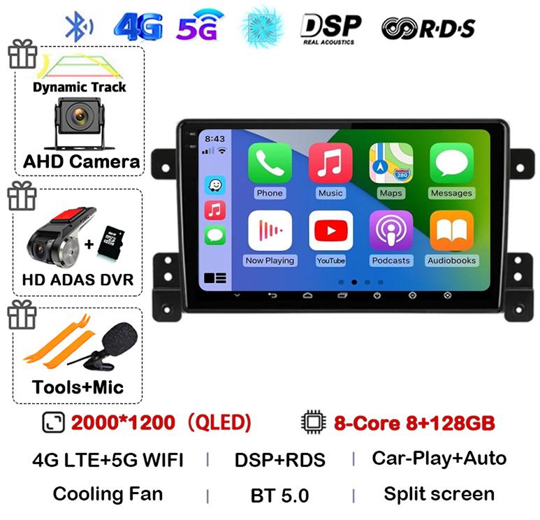 Android 14 Carplay Auto 4G+WiFi DSP For Suzuki Grand Vitara 2005-2015 Car Radio Multimedia Video Player GPS Head Unit Stereo BT