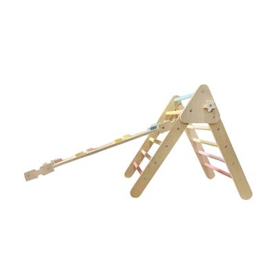 Toddler Wooden Indoor Slide Climbing Frame Ladder Kids 2 In 1 Wooden Activity & Movement Toys Gym for Children Home Playground Lama Pastel