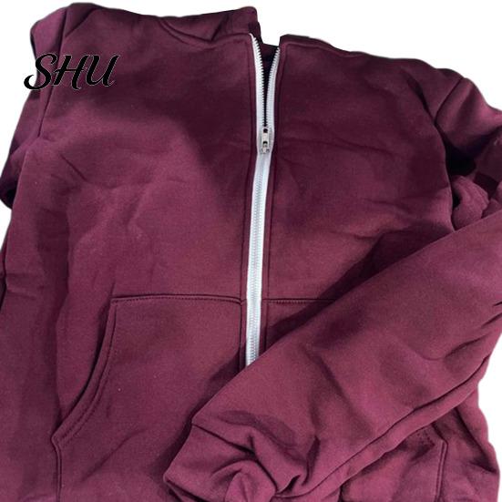 Zipper Hooded Jacket Fall Winter Women Drawstring Zip-up Long Sleeves Pure Color Track Coat Slim Fit Elastic Cuff Cardigan Pockets Sport Fitness