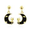 Cute Female Earrings  Sterling Silver Drop Glue Moon with Unique Cat Earrings for Women Wedding  Girls Gift Bijoux