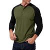 Men's Long Sleeved Color Blocked Shirt Men's Round Neck T-shirt