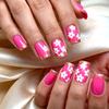 Spring Pastel Pink Floral Gold-Tipped Manicure - 24 Detachable Wearable Nails