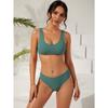Women S Solid Color Split Swimsuit Beach Bikini Set