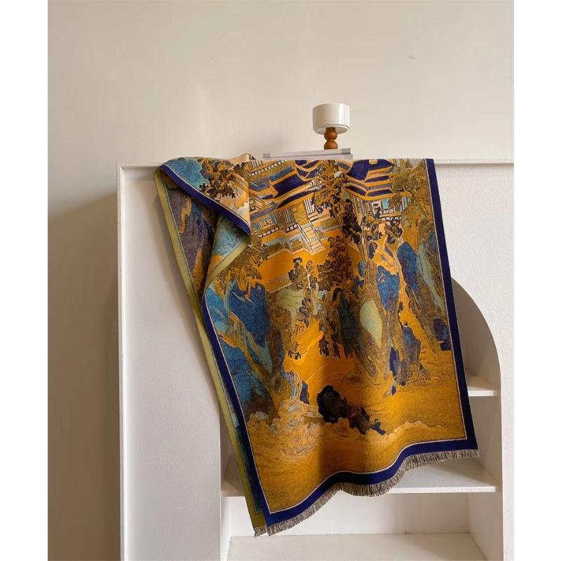 Mid-winter digital printing lengthened thickened warm imitation cashmere scarf mythical shawl women's high sense