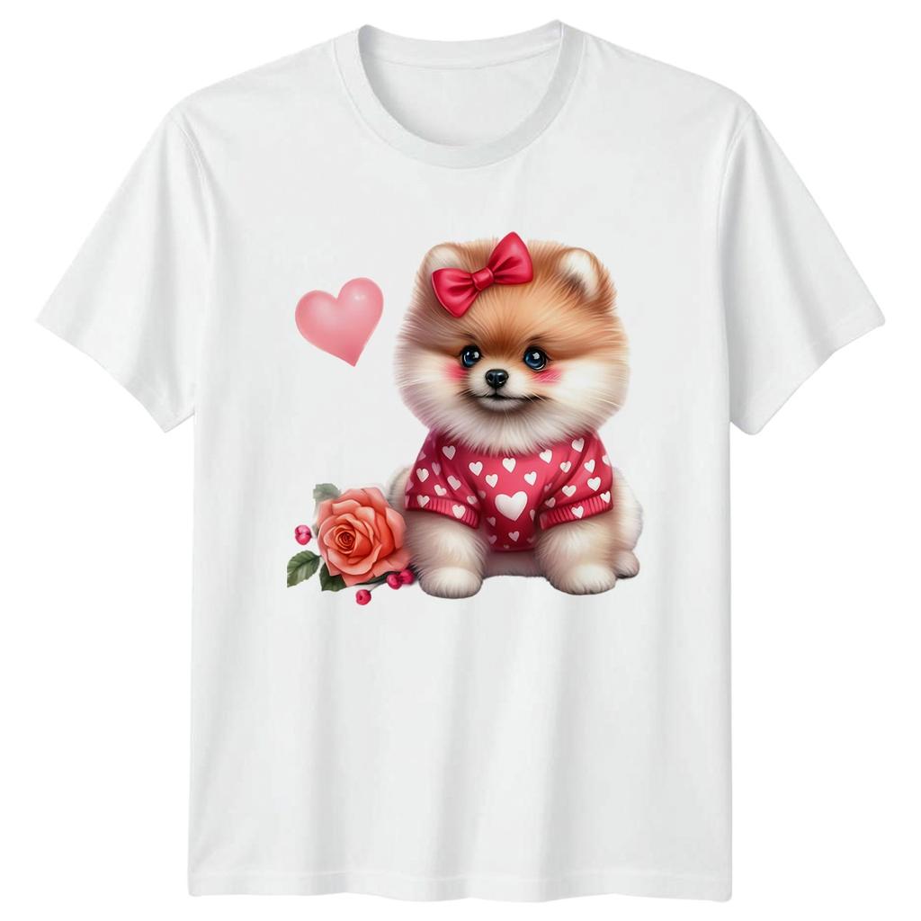 Pomeranian Puppy Hearts Unisexs TShirt Unisexs Tee Graphic Unisex Top