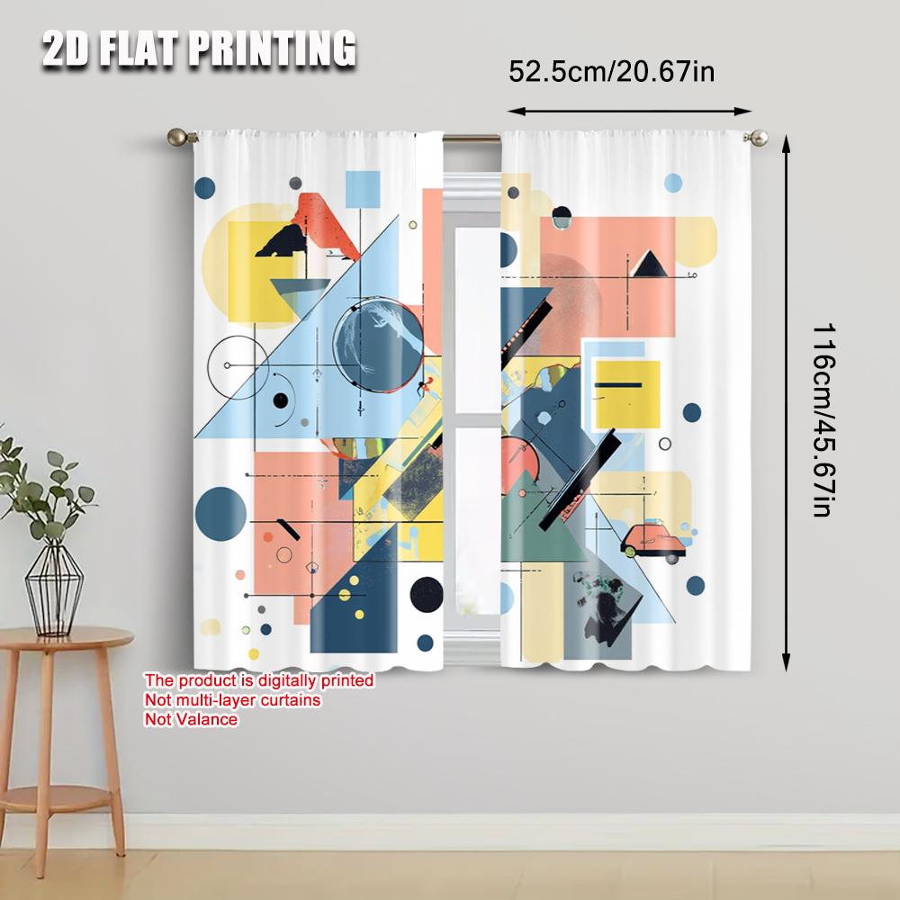 2pcs, plane printing Minimalist Curtains Abstract classic famous painting Durable Polyester (without rod) Decorations Inside