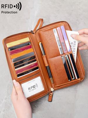 Portafoglio da Donna alla Moda Minimalista Grande Capacità Lungo in Pelle PU di Alta Qualità Porta Carte Classico Portafoglio da Donna Portafoglio con Cerniera