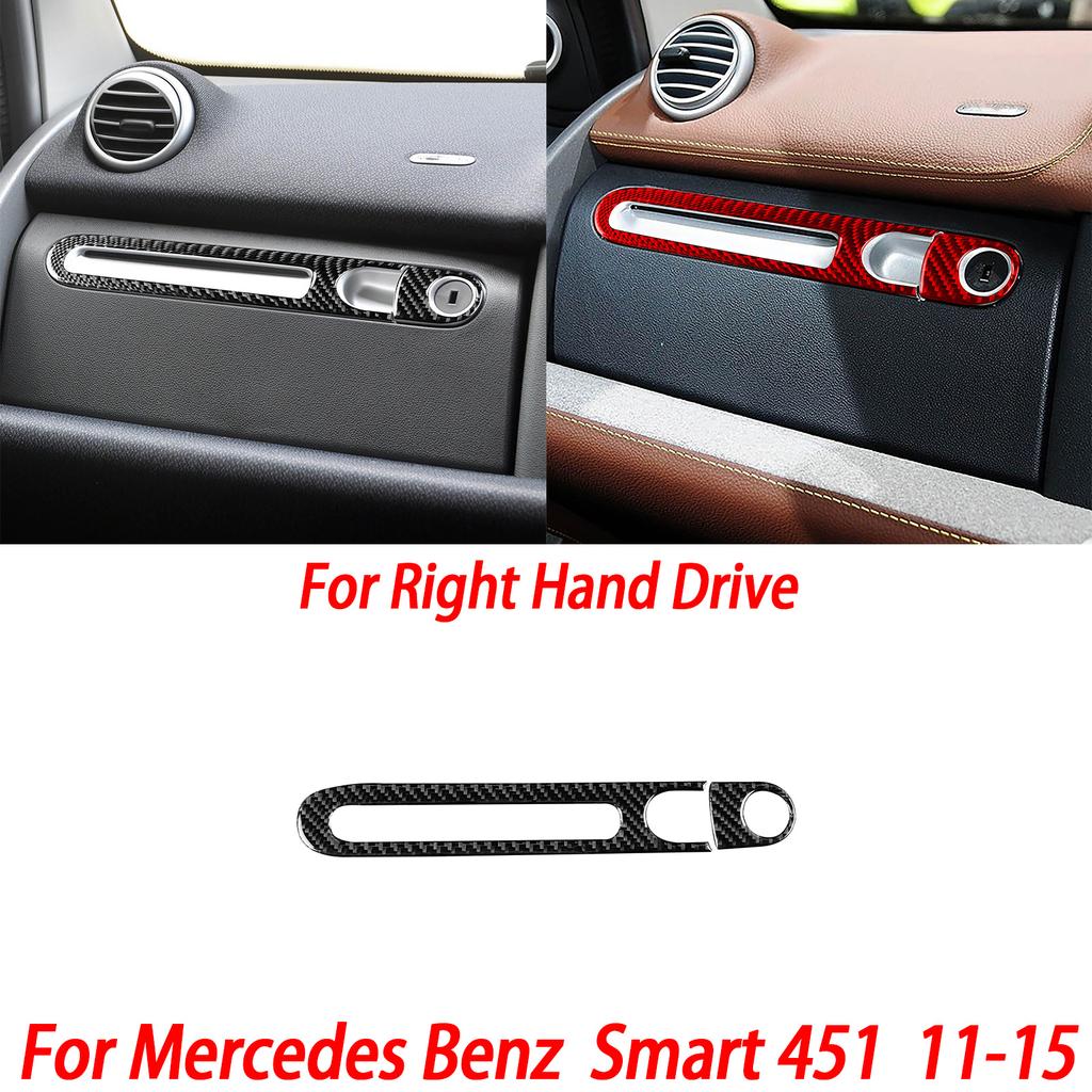 For Benz Smart W451 Fortwo 2011-2015 Carbon Fiber Copilot Storage Box Handle Center CD Gear Shift Panel Interior Trim Sticker