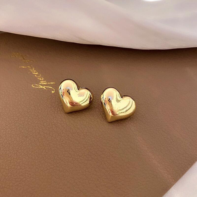 14K Gold Plated Stainless Steel Stud Earrings, Hearts Kst3623
