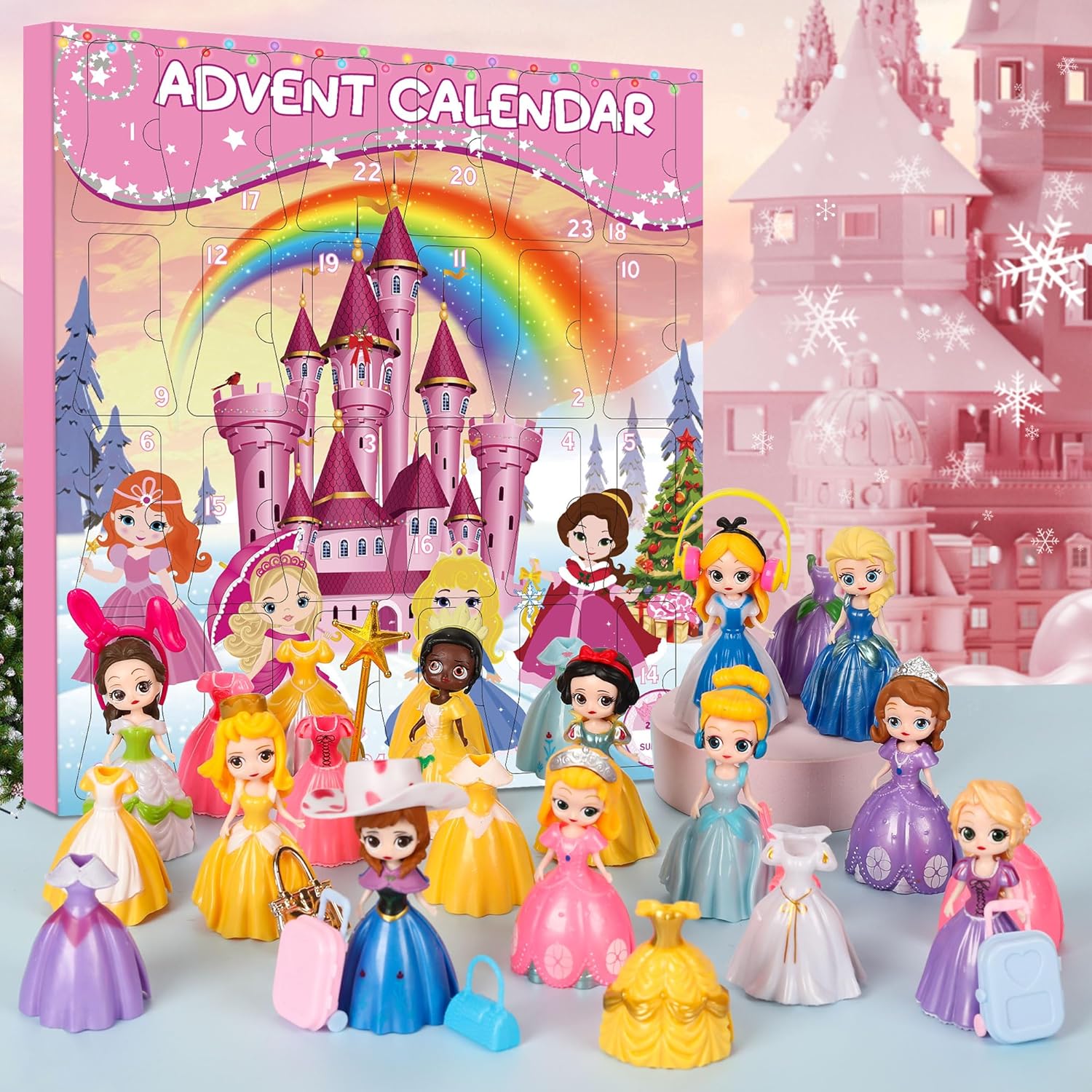 Christmas Advent Calendar Princess Toy - Princess Deformation Toy Christmas Countdown Calendars Princess Transformable Toys for Girls Xmas Gifts Play