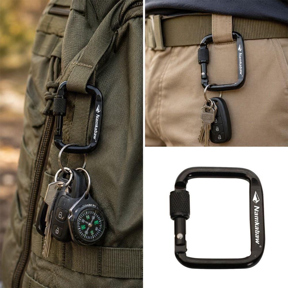 3pcs Flattened Buckle with Thread Square Carabiner Durable Kettle Buckle Carabiner Accessories