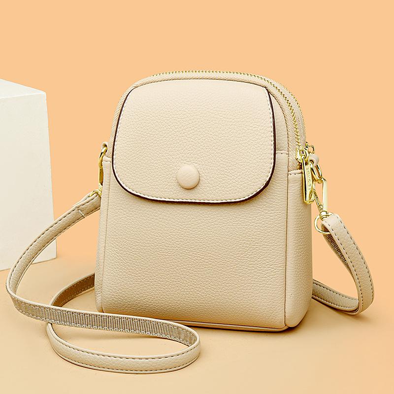 Women's Crossbody Mobile Phone Bag  New Fashionable Small Bag  Fashionable Simple Casual and Versatile Soft Lychee Leather Pattern Shoulder Bag