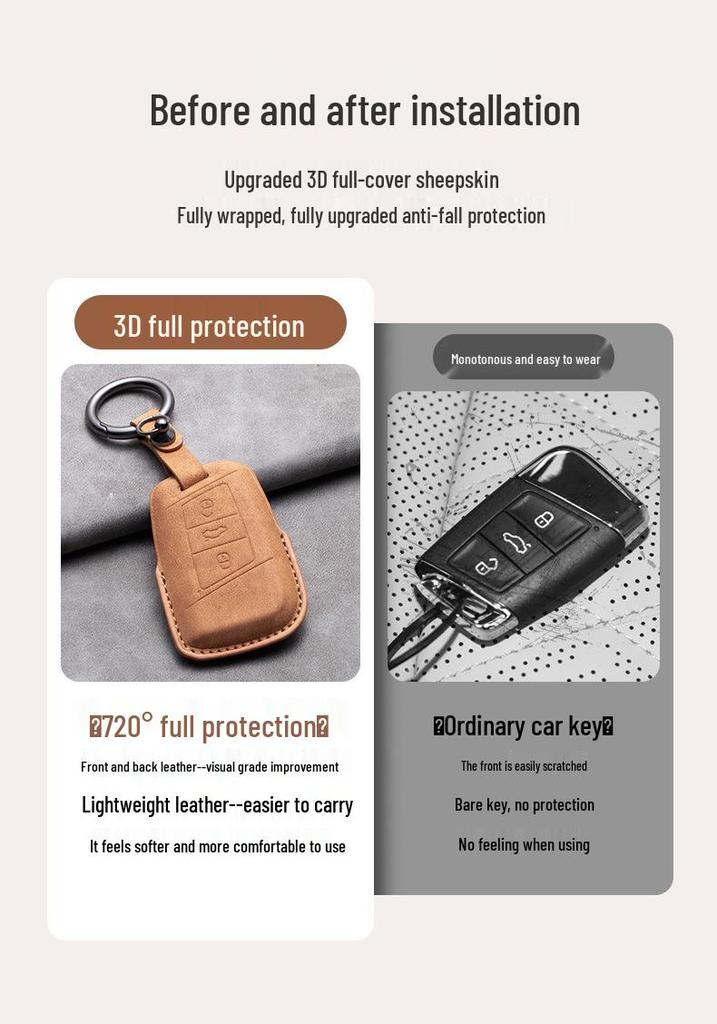 Volkswagen Teramont X & Golf 8 Key Cover: Suede Protective Case with Mirror Design & International Shipping.