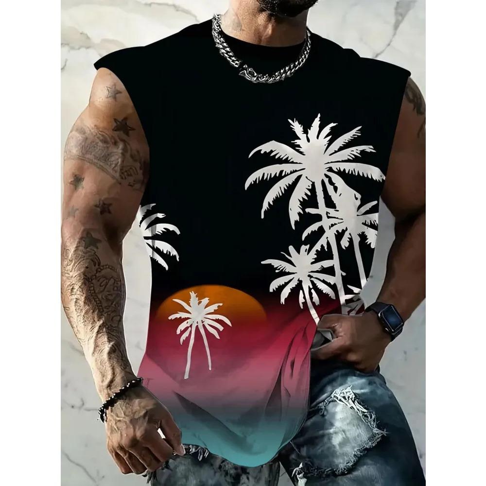 Fashionable Comfortable Sleeveless Tree Pattern Vest 3D Print Streetwear Tops Loose Casual Sport Breathable Oversized Round Neck Vest
