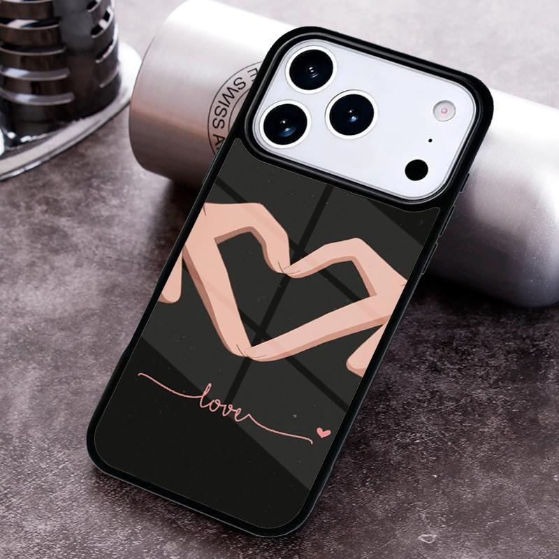 Hand Holding Moon Finger Heart Phone Case for iPhone 17 16 15 Pro Max Air 14 13 12 11 Plus Shockproof Cover