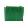 BOTTEGAVENETA leather cassette Bifold Wallet green leather Used