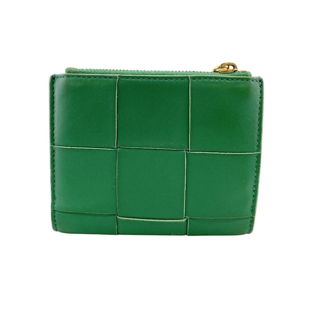 BOTTEGAVENETA leather cassette Bifold Wallet green leather Used