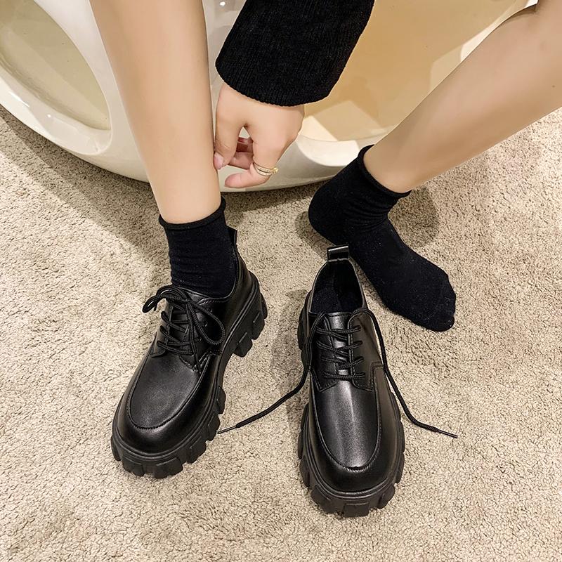 Fashion Women's New Autumn Thick Heel Shoes Round Head Front Strap Thick Sole Anti-slip Wear-resistant Low-top Shoes